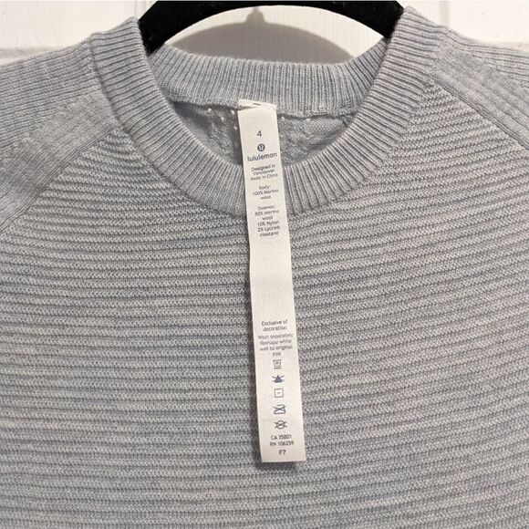 Lululemon Simply Wool Sweater Heathered Starlight Gray Ribbed Crew Neck Pullover - Picture 6 of 16